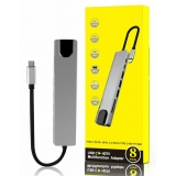 Перехідник  Type-C to HDMI/2xUSB3.0/2xTypeC/RJ45/TF/SD Card Reader