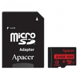 Карта пам'яті microSDHX 64Gb (Class 10) Apacer UHS-I U1 R85/W80MB/s + SD адаптер Карта пам'яті microSDHX 64Gb (Class 10) Apacer UHS-I U1 R85/W80MB/s + SD адаптер
