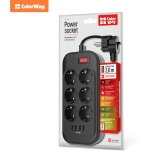 Мережевий фільтр  2,0м  6 розетки +4 USB  ColorWay  black