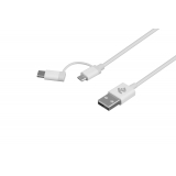 Кабель USB  AM to microUSB  1,0м  2E  2.4A  White  + Type C