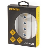 Концентратор Maxxter USB  3.0 Type-A на 4 порти, метал, сріблястий