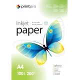 Папір PrintPro фото глянець  200g  A4 *100арк.